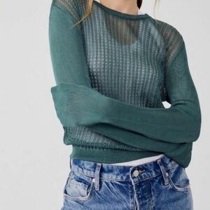 Free People H20 green pullover sweater in Jaded. NWT